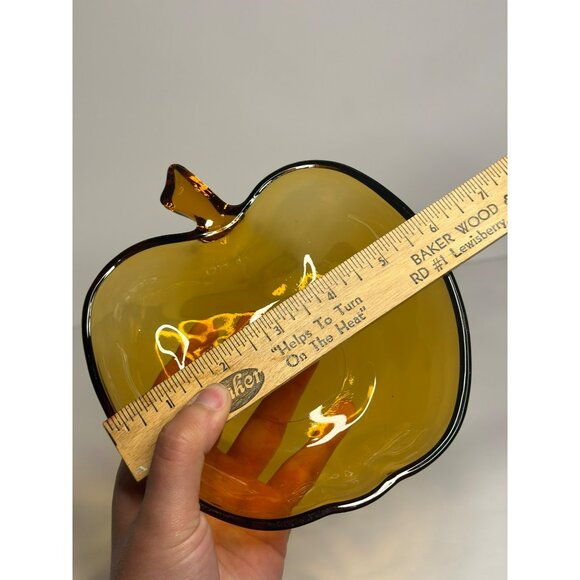 VTG Hazel Atlas Amber Apple Serving, Candy Dish Bowl Home Decor MCM Style - Picture 5 of 5